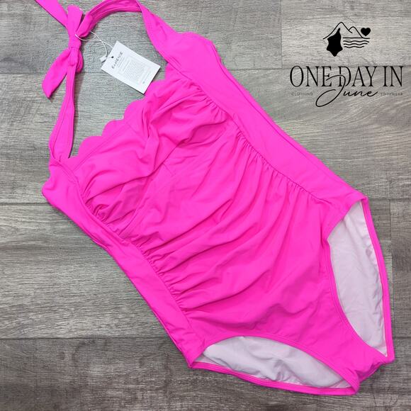 Eomenie Scallop Edge Tummy Control One Piece Swimsuiit Size M - Picture 1 of 5